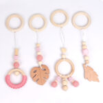 silicone pacifier chains with wood ring (4)